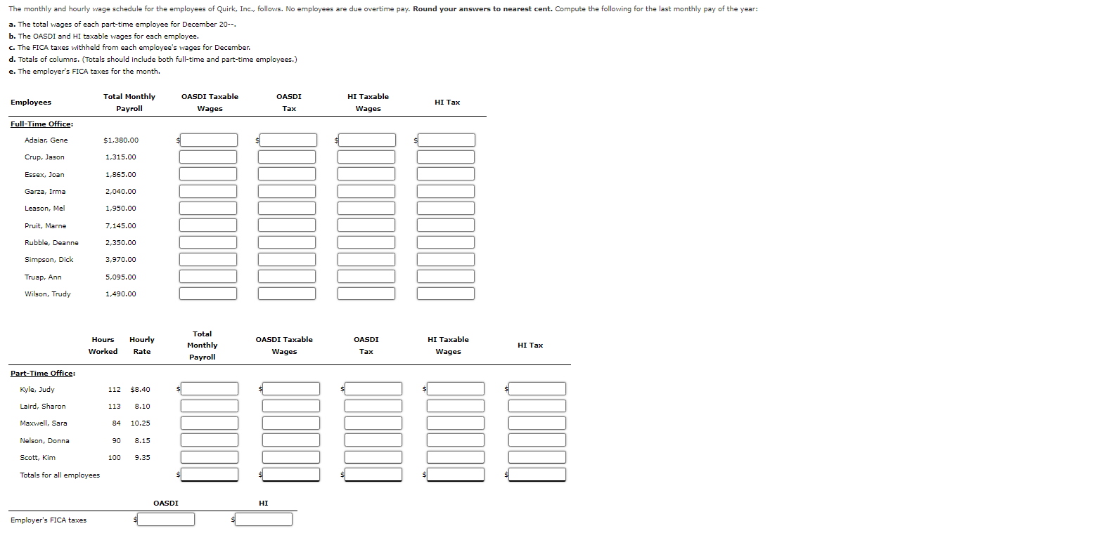 The Monthly And Hourly Wage Schedule For The | Chegg.com