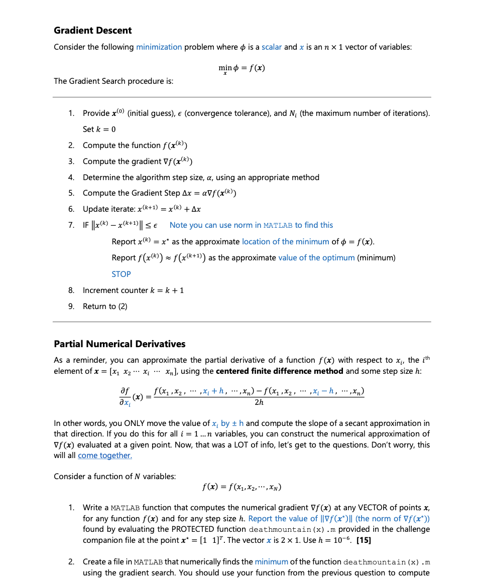 Gradient Descent Consider The Following Minimizati Chegg Com