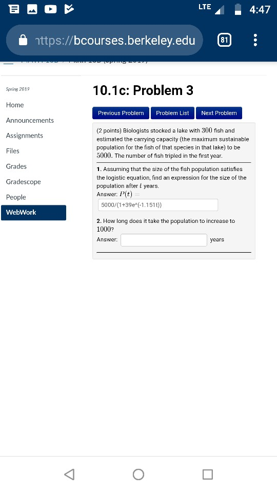 Solved 4:47 A Https://bcourses.berkeley.edu 1 10,1c: Problem | Chegg.com