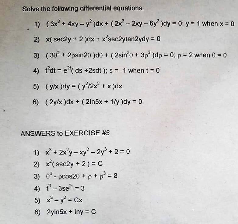 Solved Exact Differential Equations Show The Complete | Chegg.com