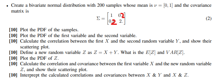 Solved Create A Bivariate Normal Distribution With 200 | Chegg.com