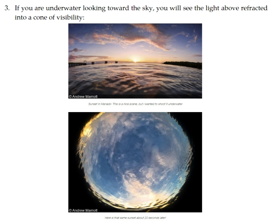 Solved If You Are Underwater Looking Toward The Sky You Chegg Com