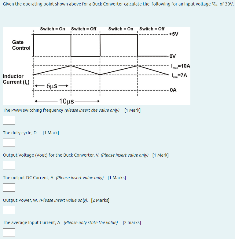 [Solved]: Given the operating point shown above for a Buck