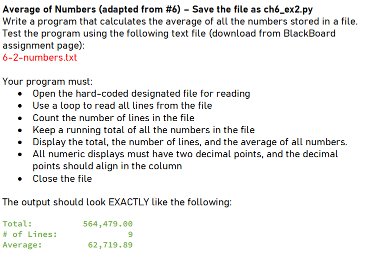 Solved Average of Numbers (adapted from \#6) - Save the file | Chegg.com
