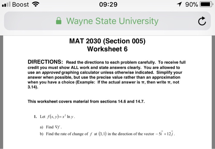 Solved Boost 09:29 90%- . Wayne State University MAT 2030 | Chegg.com