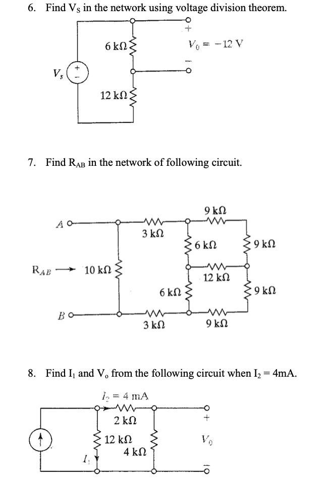 Solved 6. Find Vs in the network using voltage division | Chegg.com