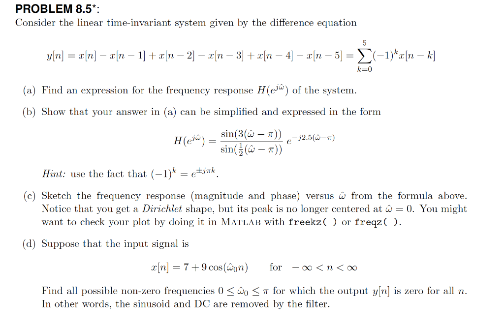 Solved Problem 8 5 Consider The Linear Time Invariant S Chegg Com
