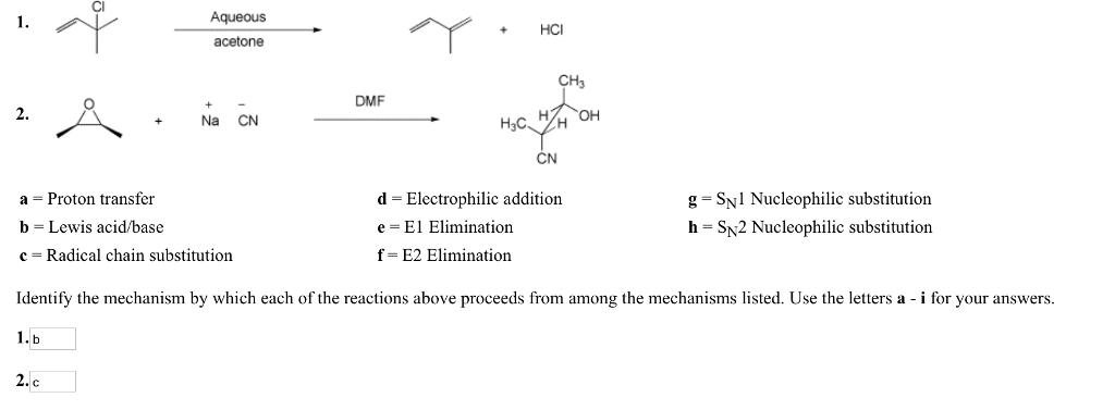 Solved Identify the mechanism by which each of the reactions | Chegg.com