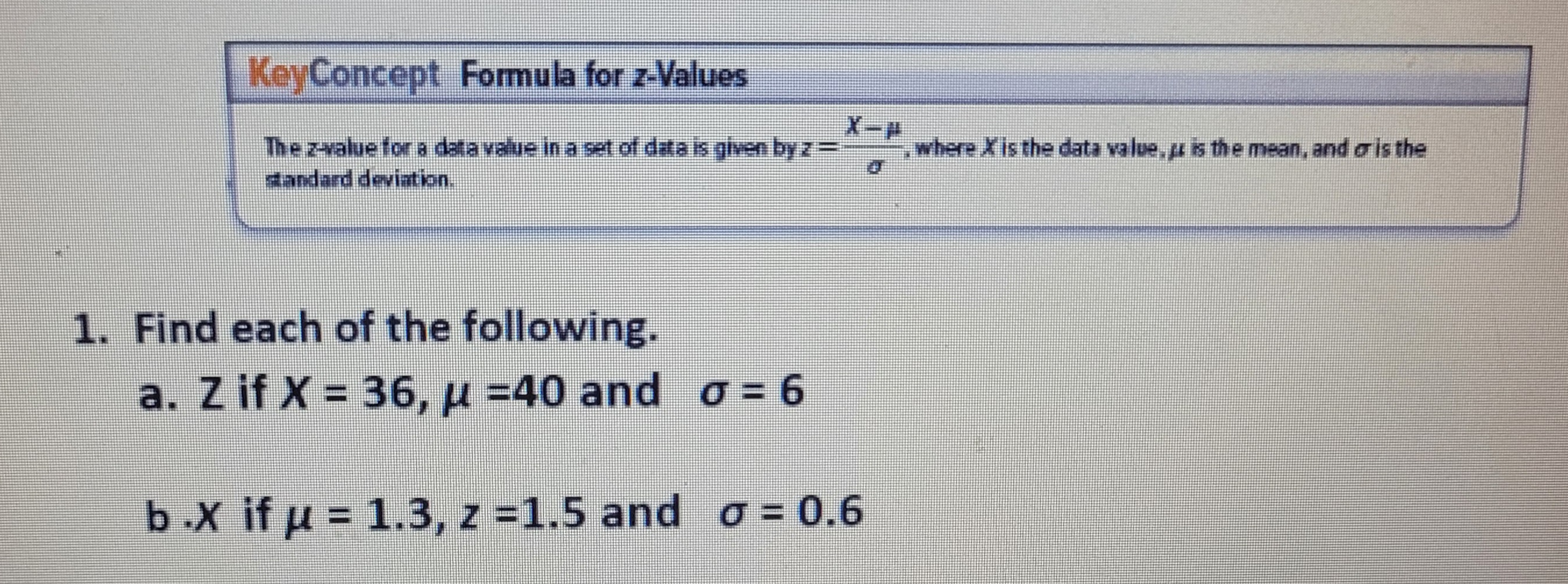 Solved KeyConcept Formula for z-Values The z value for a | Chegg.com