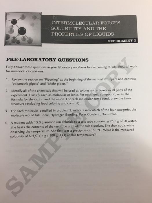 Fully answer these questions in your laboratory | Chegg.com