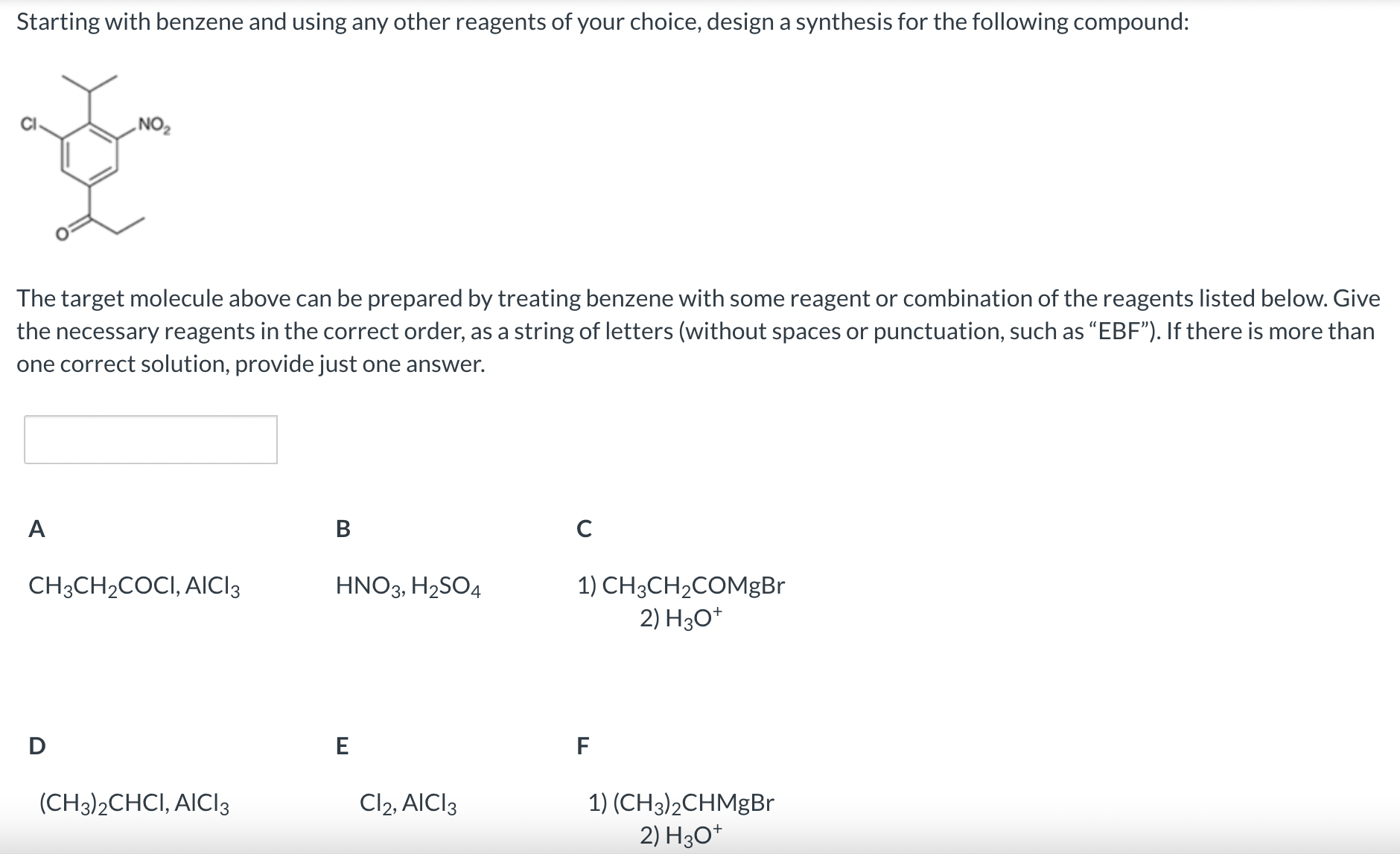 Solved Starting With Benzene And Using Any Other Reagents Of | Chegg.com