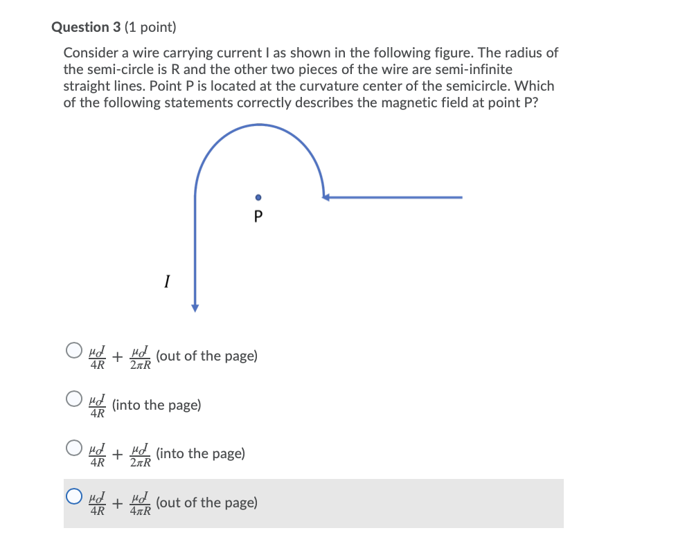 Solved Question 3 (1 point) Consider a wire carrying current | Chegg.com