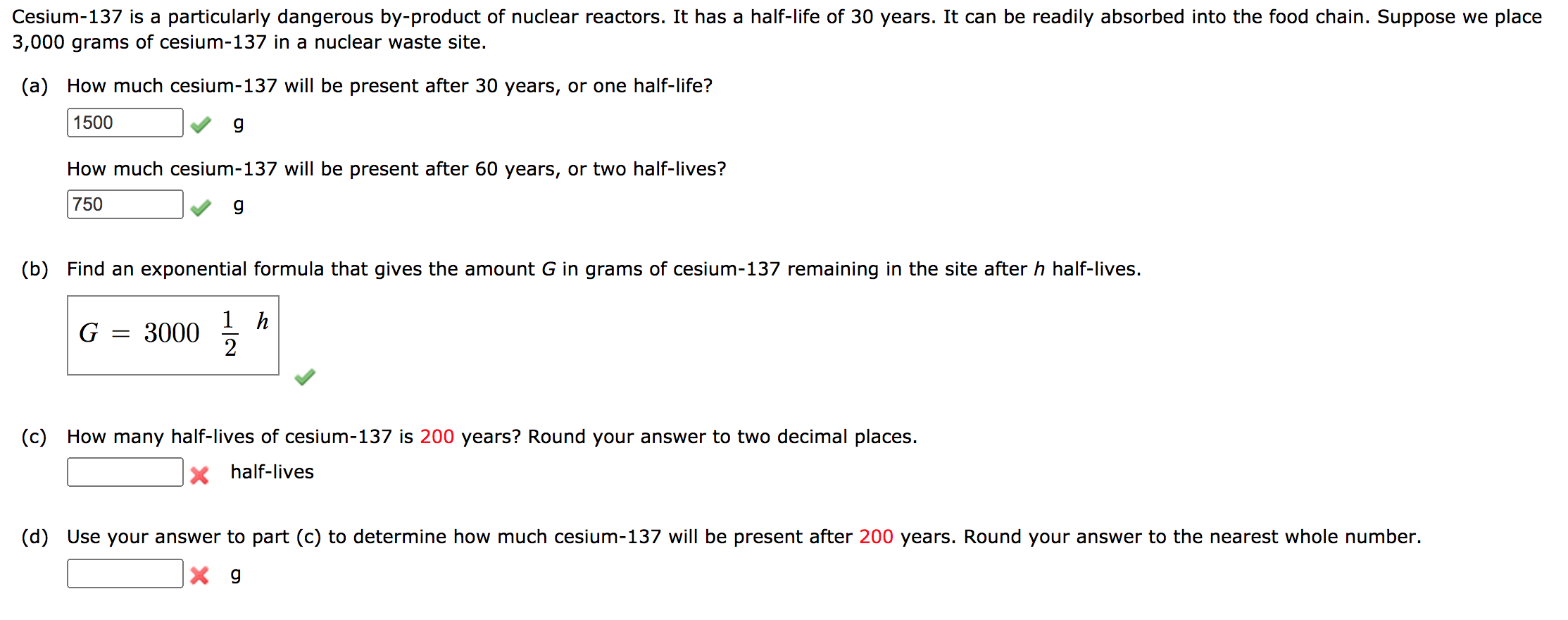 Solved Cesium137 is a particularly dangerous byproduct of