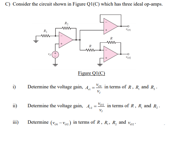 Solved C) Consider the circuit shown in Figure Q1(C) which | Chegg.com