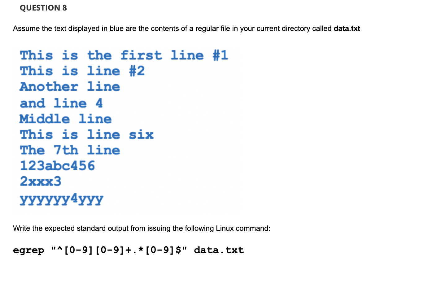Solved QUESTION 7 Assume the text displayed in blue are the | Chegg.com