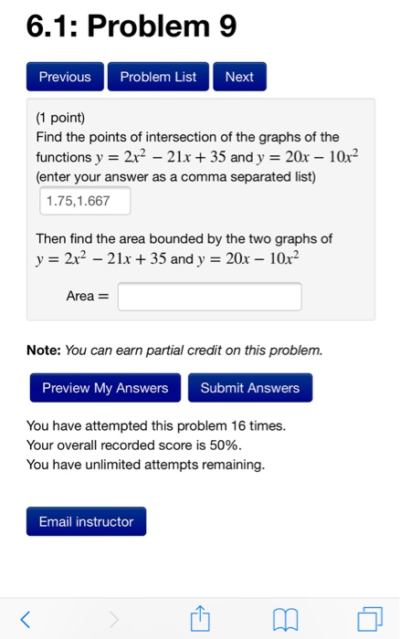 Solved 6.1: Problem 9 Previous Problem List Next (1 point) | Chegg.com