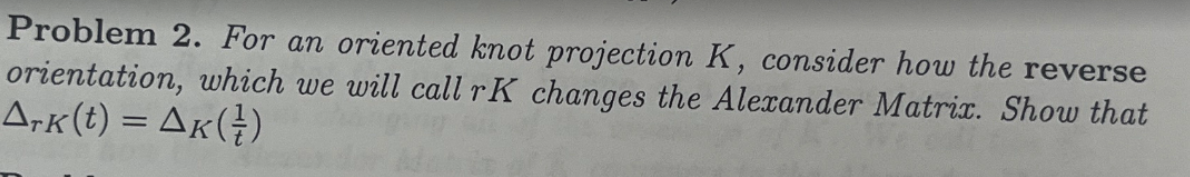 Solved Problem 2. For an oriented knot projection K, | Chegg.com