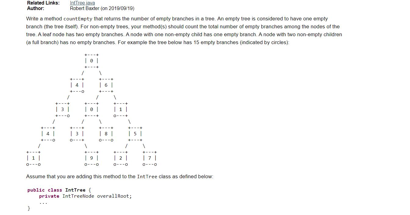 Solved JAVA 1a) I have: public int countEmpty() { | Chegg.com