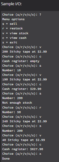 Solved specification: A store sells one product. The name of | Chegg.com