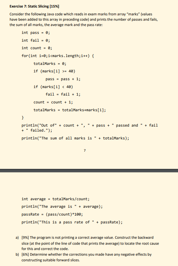 Solved Exercise 7: Static Slicing (15%] Consider the | Chegg.com