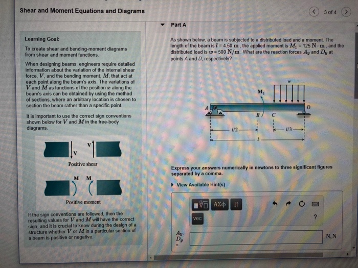 Solved Shear and Moment Equations and Diagrams Part A | Chegg.com