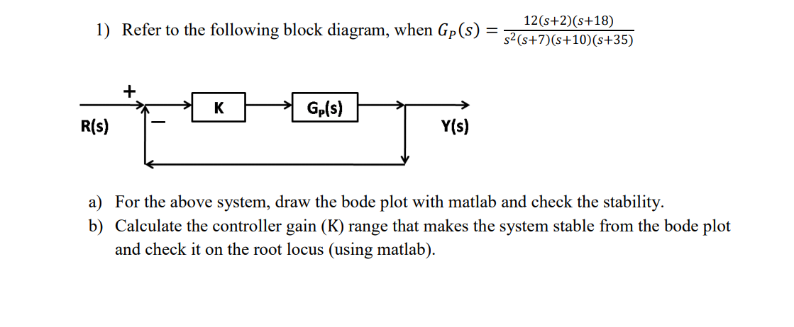 Solved 1) Refer to the following block diagram, when Gp(s) - | Chegg.com