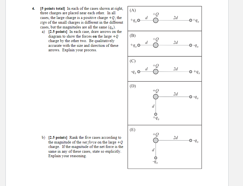 4. [5 points total] In each of the cases shown at | Chegg.com