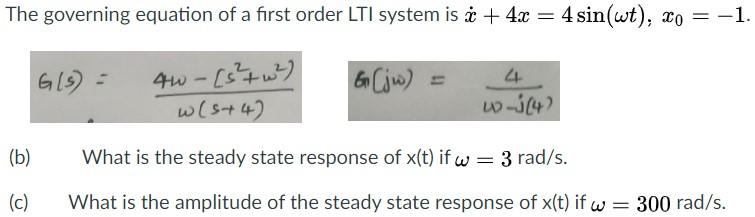 Solved The Governing Equation Of A First Order Lti System Chegg Com