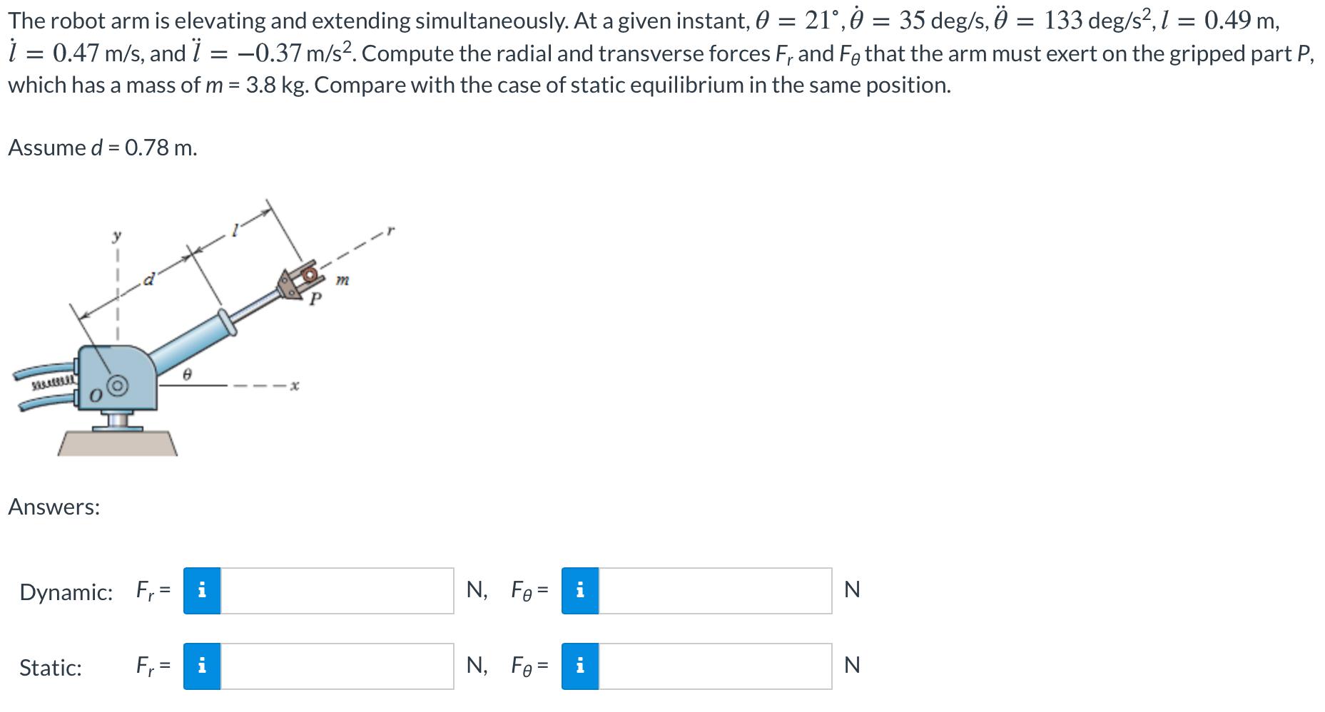 Solved The Robot Arm Is Elevating And Extending Chegg Com