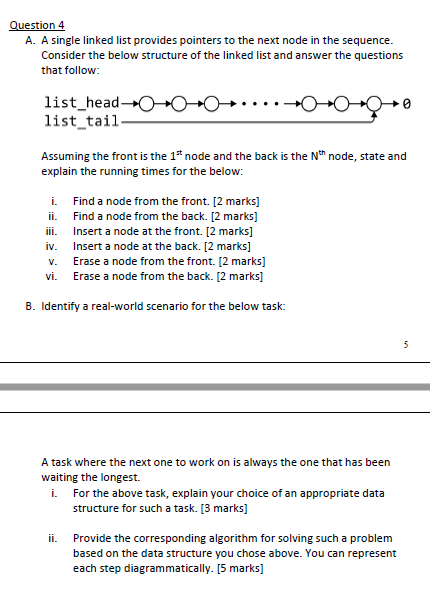 Solved Question 4 A. A single linked list provides pointers | Chegg.com