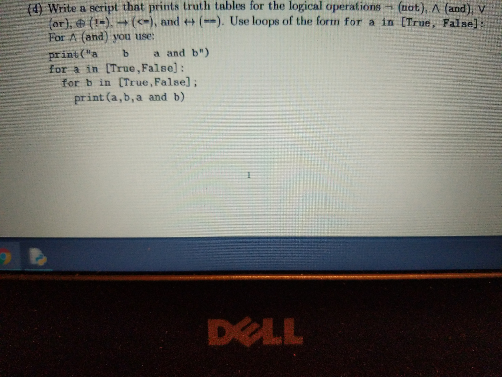 Solved (4) Write a script that prints truth tables for the | Chegg.com