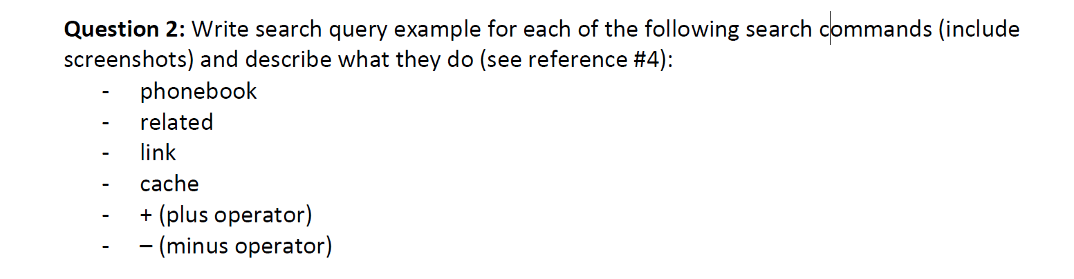 Solved Question 2: Write search query example for each of | Chegg.com