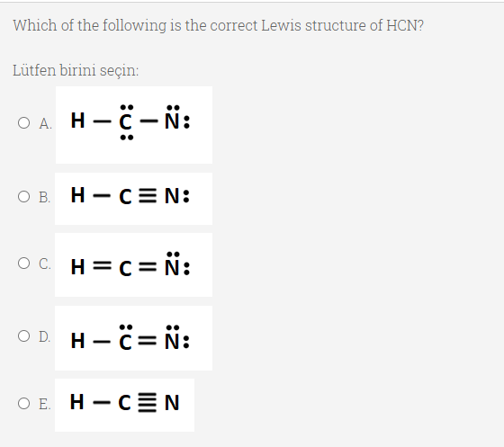 Solved Which Of The Following Is The Correct Lewis Struct Chegg Com