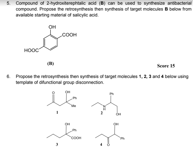 Solved 1. Disconecction analysis of Target Molecule below | Chegg.com