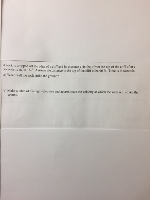 Solved A rock is dropped off the edge of a cliff and its | Chegg.com