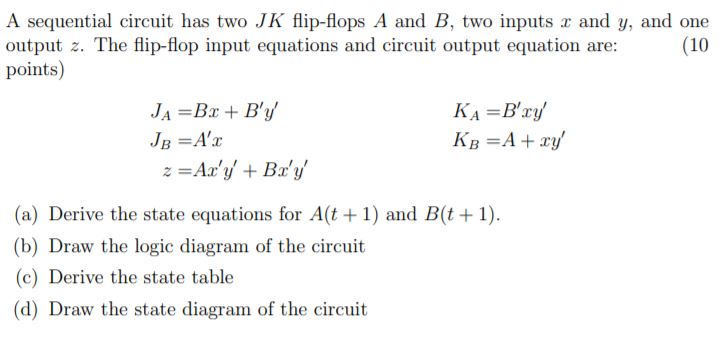 Solved A Sequential Circuit Has Two JK Flip-flops A And B, | Chegg.com