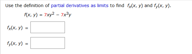 Solved Use the definition of partial derivatives as limits | Chegg.com