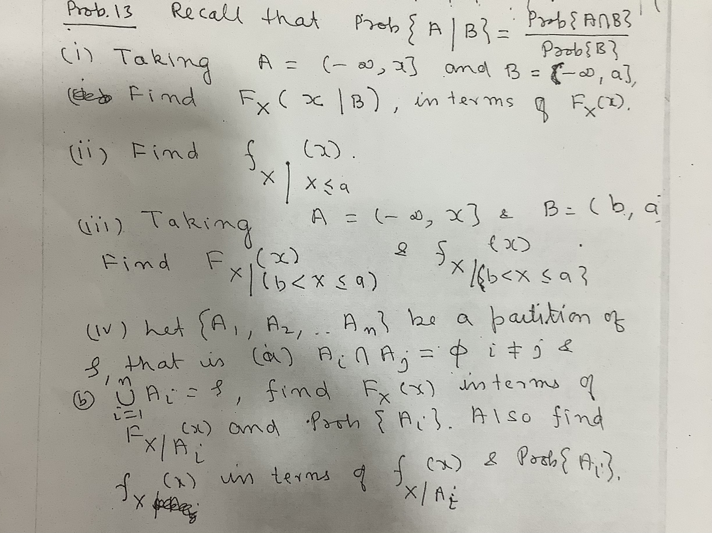 Solved Prob.13 Recall That Prob {A∣B}=Prob{B}Prob{A∩B} (i) | Chegg.com