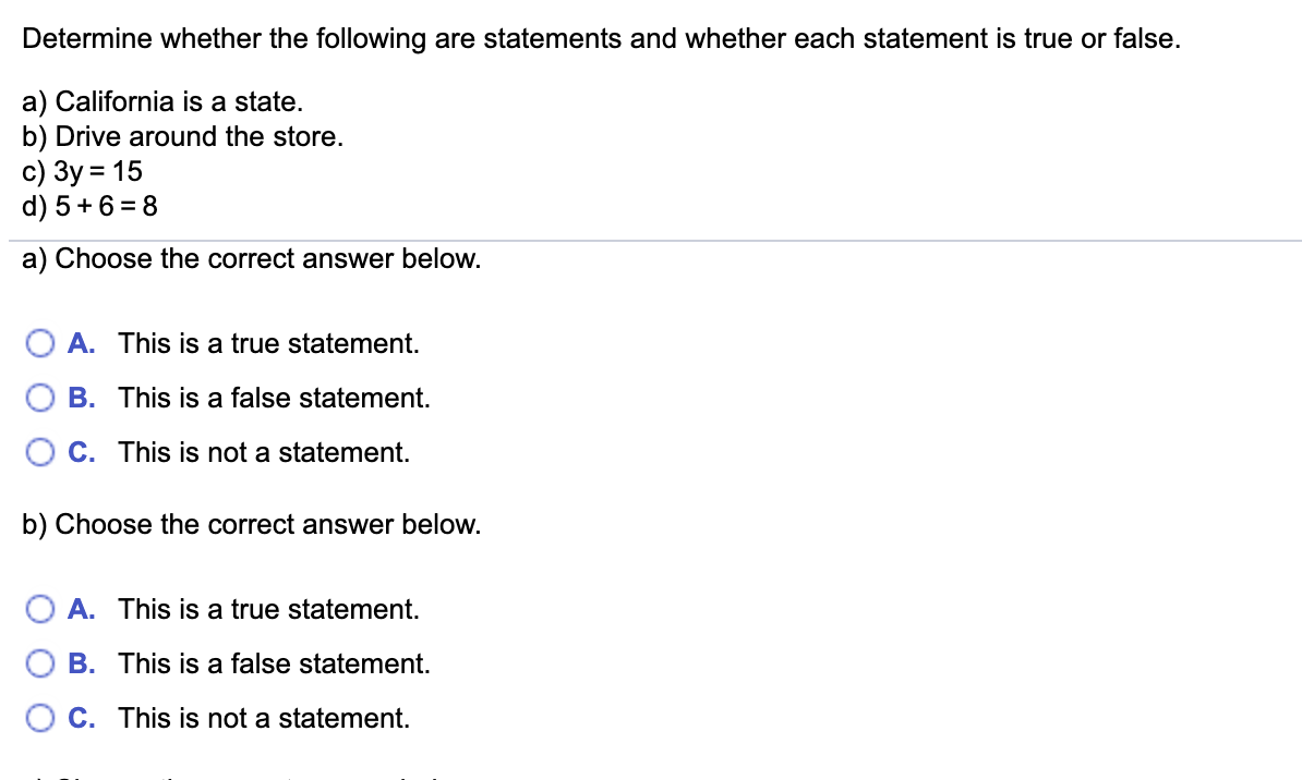 Solved Determine Whether The Following Are Statements And | Chegg.com