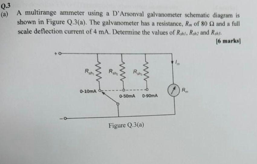 Solved A Multirange Ammeter Using A D'Arsonval Galvanometer | Chegg.com