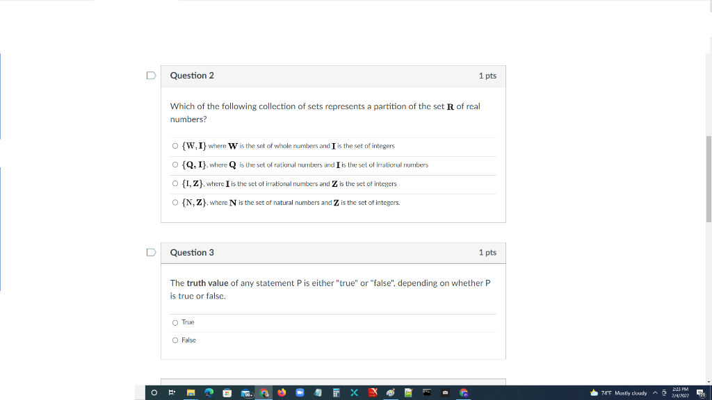 Solved Question 2 1 pts Which of the following collection of | Chegg.com