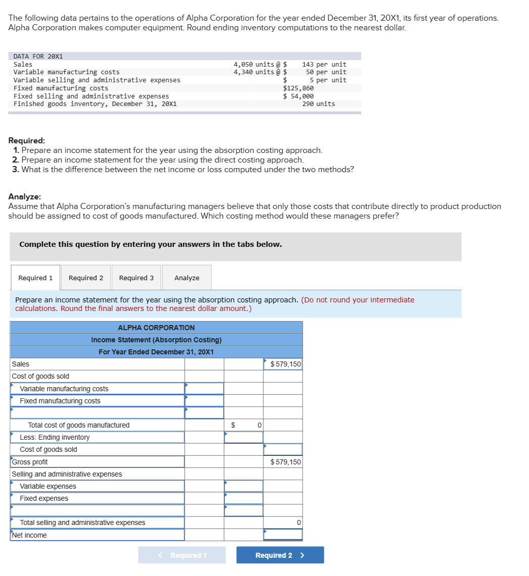 Solved The following data pertains to the operations of | Chegg.com