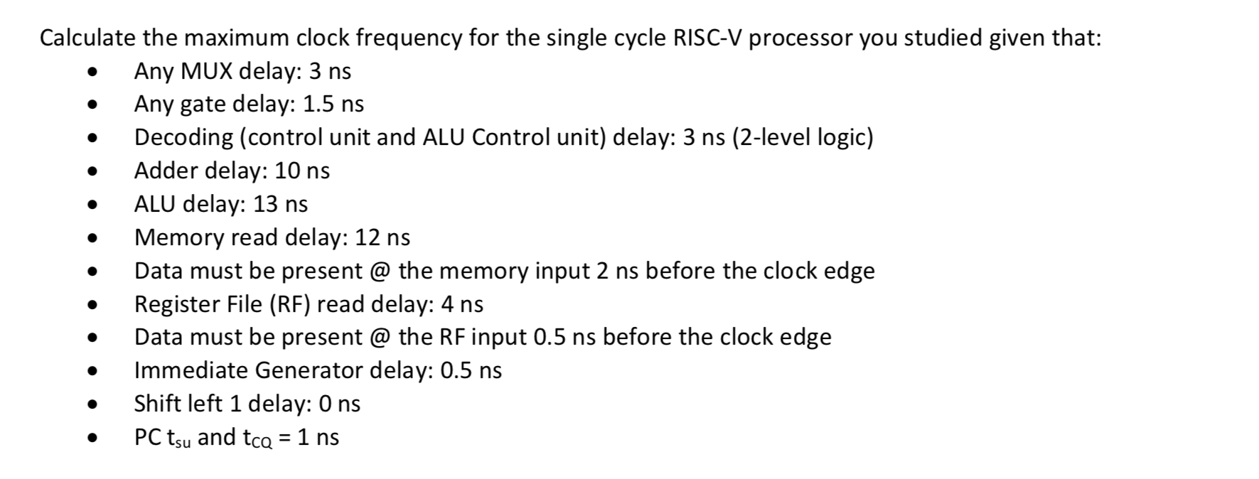 Solved Calculate the maximum clock frequency for the single