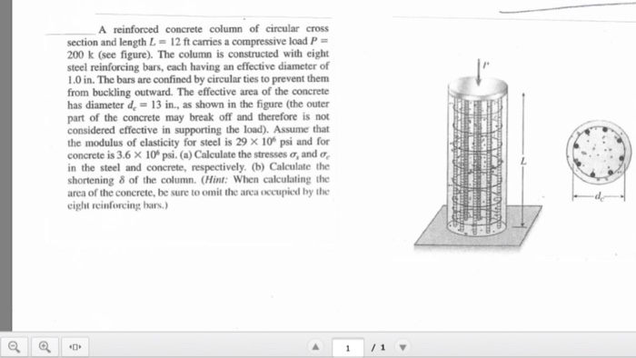Solved A reinforced concrete column of circular cross | Chegg.com