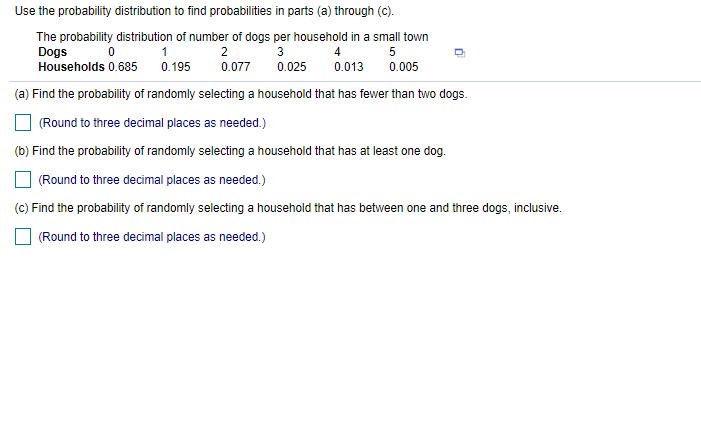 Solved Use the probability distribution to find | Chegg.com