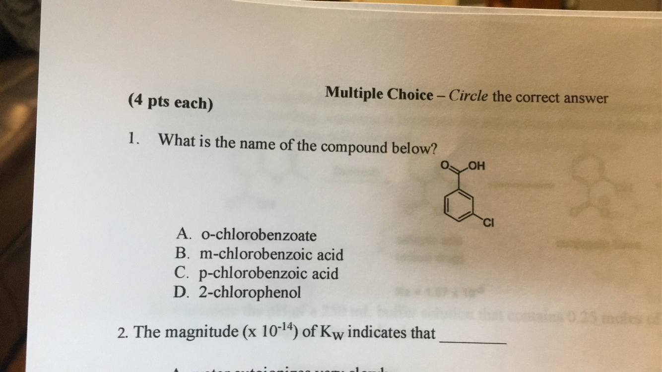 Solved (4 pts each) Multiple Choice - Circle the correct | Chegg.com