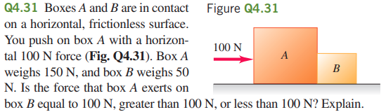 Solved Q4.31 Boxes A and B are in contact Figure Q4.31 on a | Chegg.com