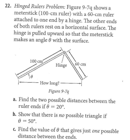 Solved 22. Hinged Rulers Problem: Figure 9-77 shows a | Chegg.com