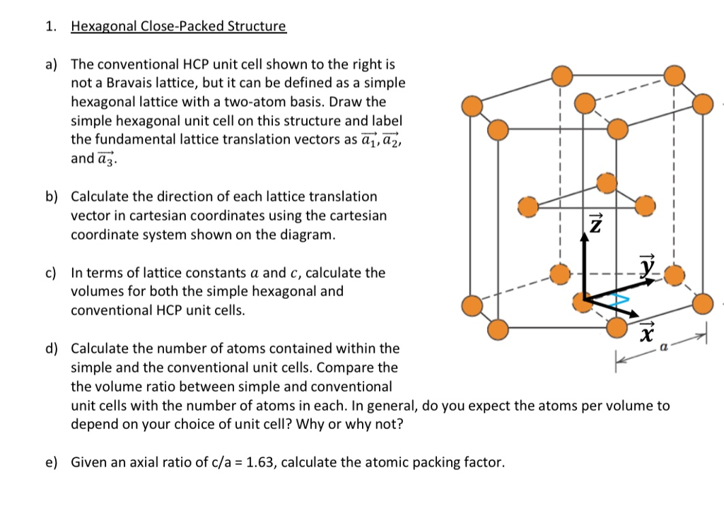 Solved 1. Hexagonal Close Packed Structure a The Chegg