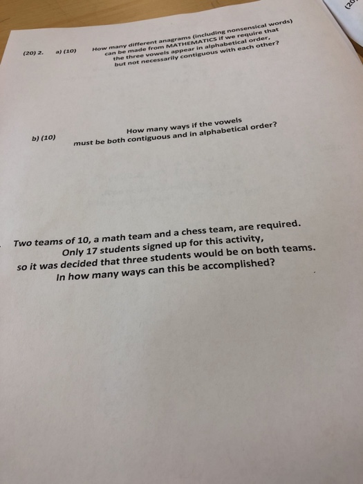 Solved (20) 2. (a) How many made from MATHEin alphabetical | Chegg.com